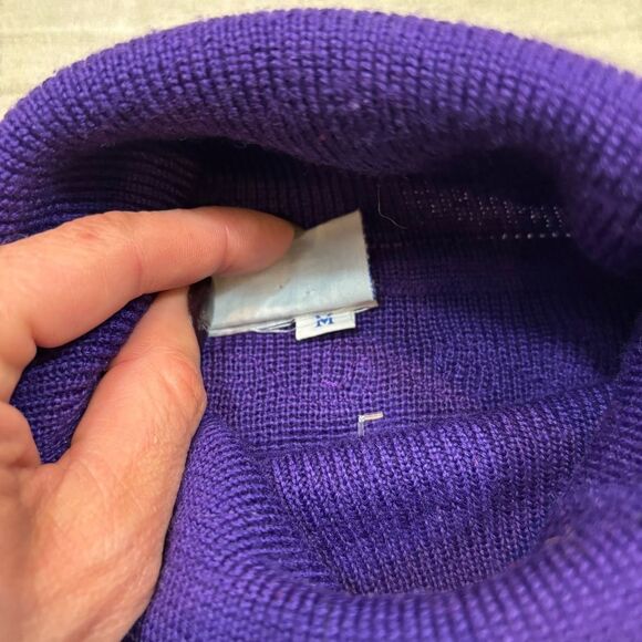 Ladies Vintage Meister Wool‎ Blend Purple Ski Sweater Turtle Neck Size Medium - Picture 9 of 10